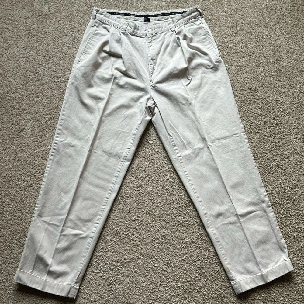 Polo Ralph Lauren Men’s Hammond Classic Fit Reverse Pleat Pant Ivory 36/30 Vtg
